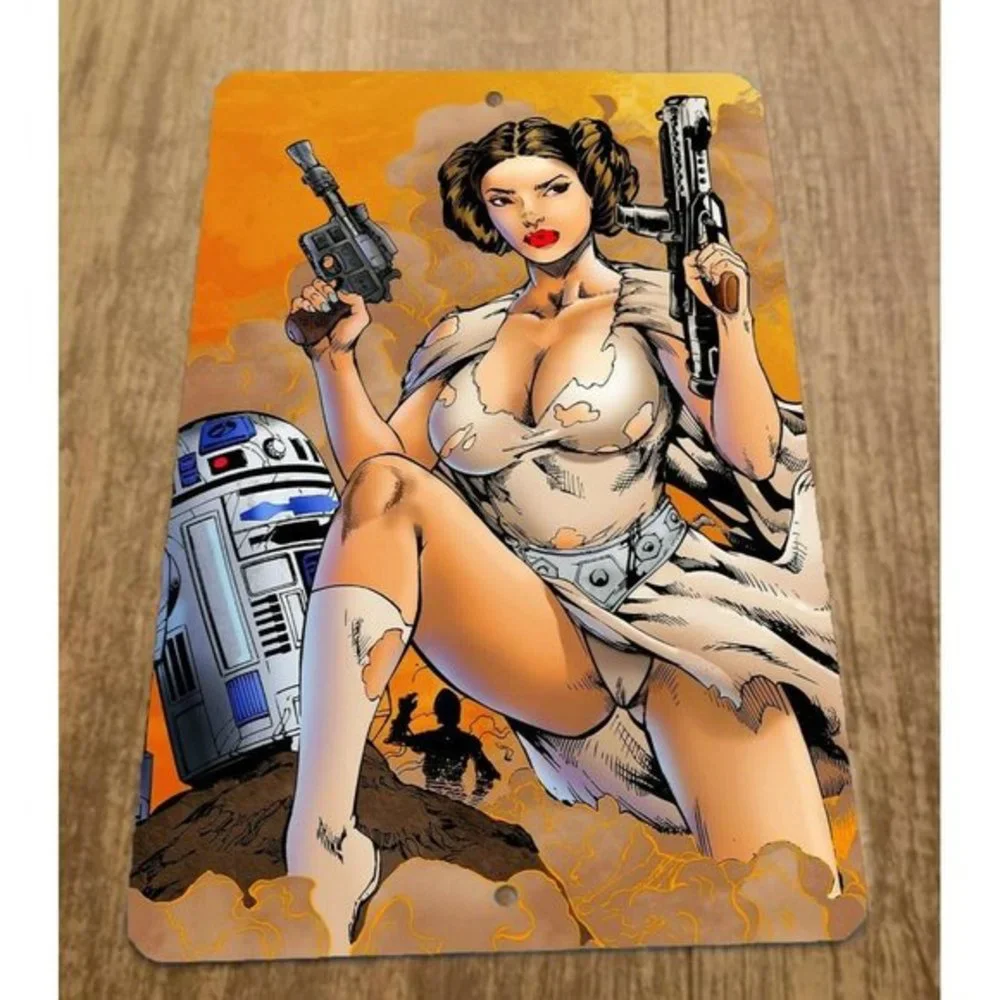 Star Wars Artwork Princess Leia R2D2 8x12 Metal Wall‎ Sign